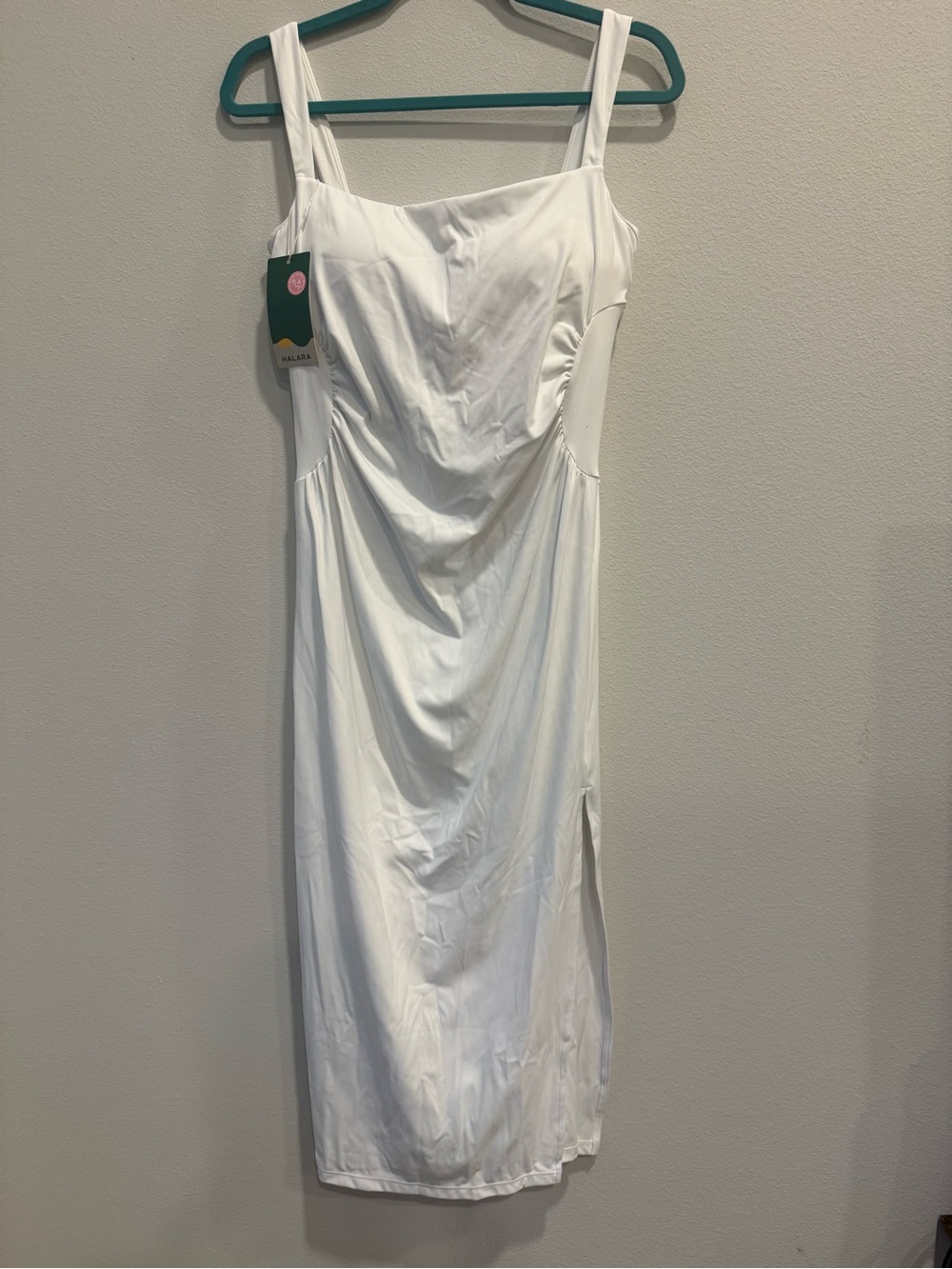 HALARA White Square-Neck Midi Dress